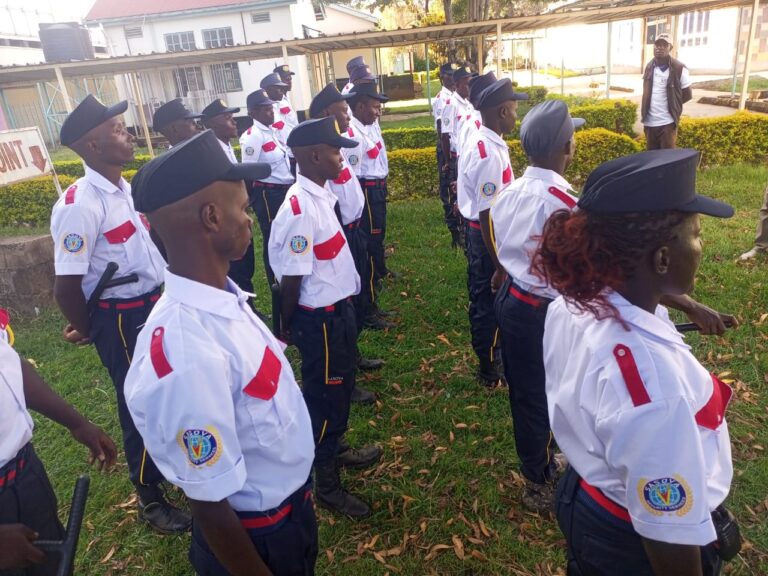Sasova Security guards standing in formation on parade